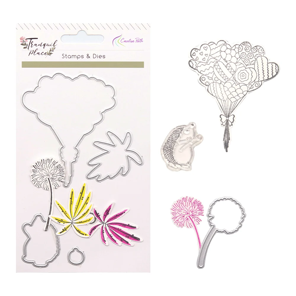 Creative Path Clear Stamps Seals Silicone And Matching Metal Cutting Dies Set For Scrapbooking Cardmaking Journaling Decorations