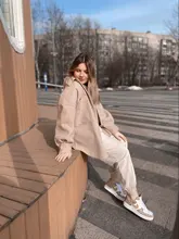 Outwear Jackets Long-Coats Camel ZXQJ Woolen Girls Chic Elegant Spring-Autumn Vintage Women