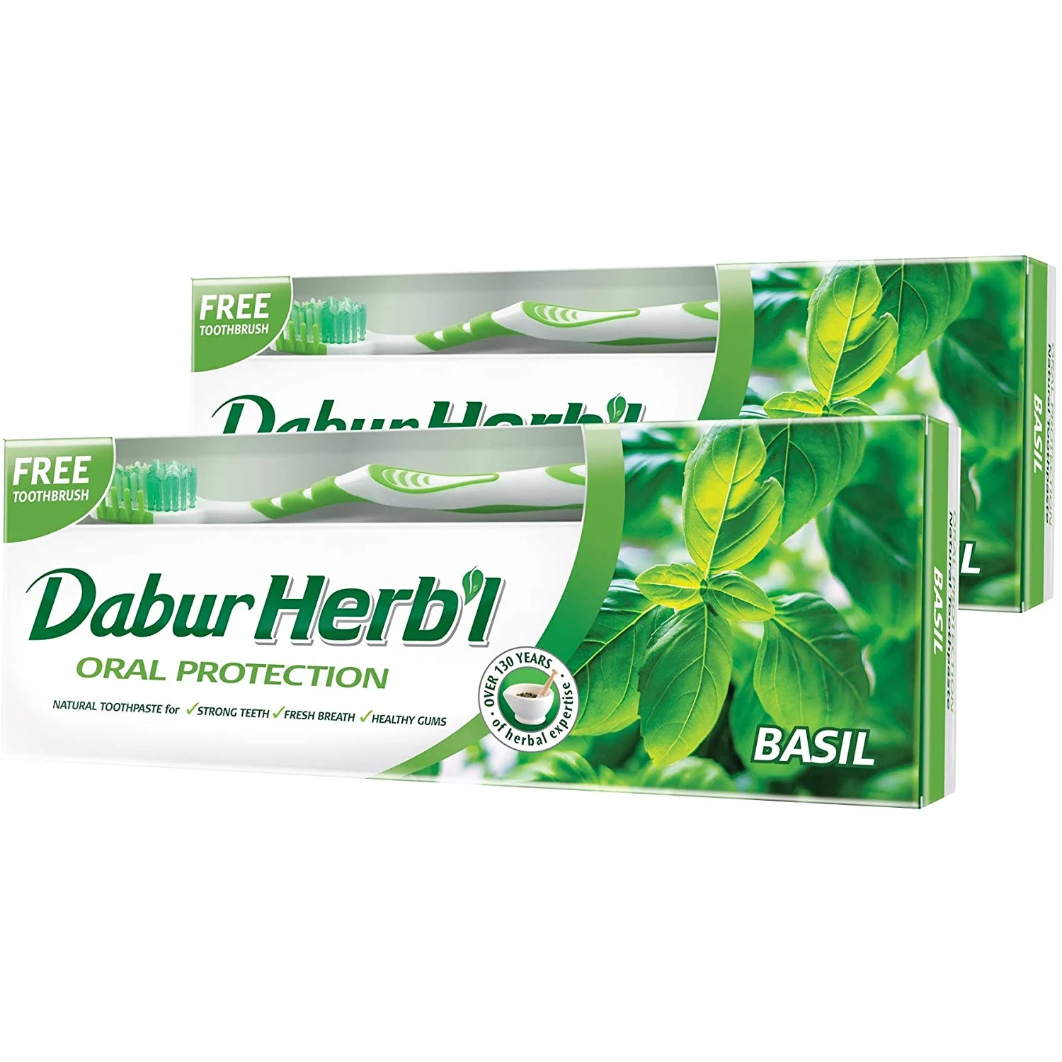 Toothpaste Dabur herbl basil complete with a toothbrush, 150 gr