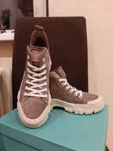Casual Sneakers Flat-Shoes Round-Toe High-Top Suede Beautoday Retro Women Ladies 29575