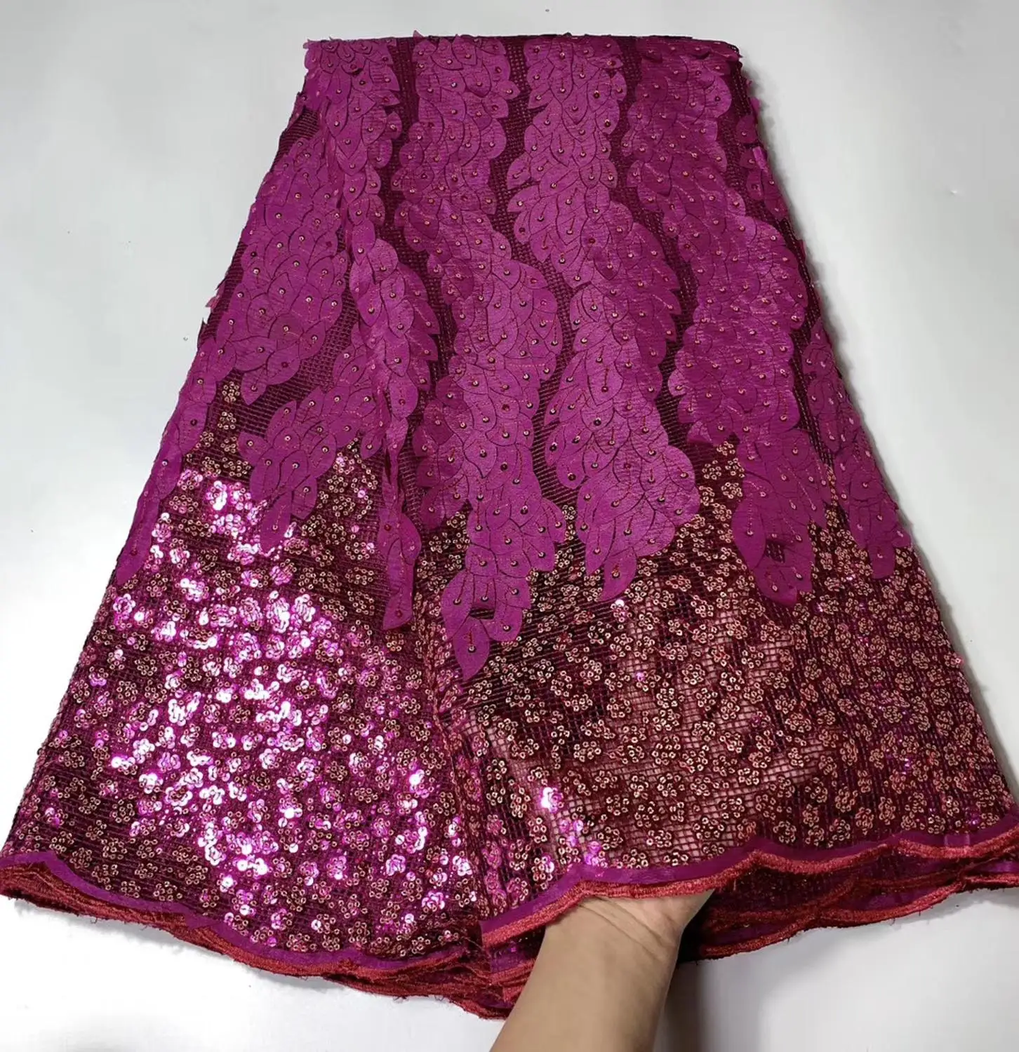 Африканский сорт качество Листья 3D цветы дизайн Sequinse французский тюль кружевной ткани материалы для свадебного платья - Цвет: as pictures 7