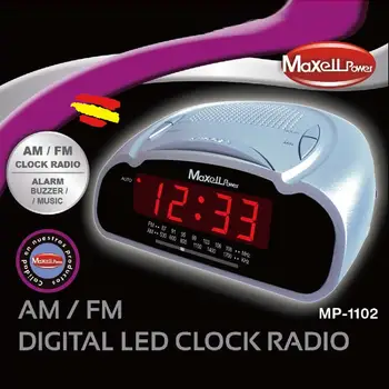 

CLOCK RADIO Night MAXELL MP-1102 Musica or alarm clock FM AM antenna intern