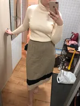 Knitted Skirt Spring Pleated Harajuku Midi Black Plus-Size Women Faldas Casual Lizkova