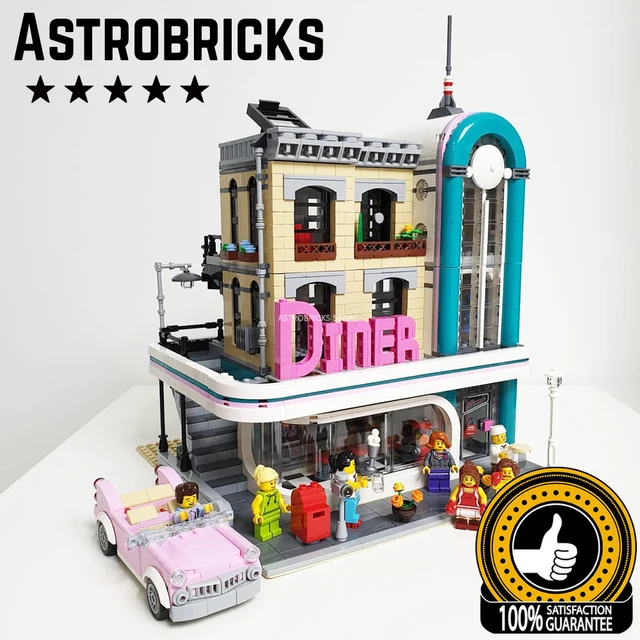 2480PCS City Street Downtown Diner Building Blocks Bricks Figures Toy Model Cute