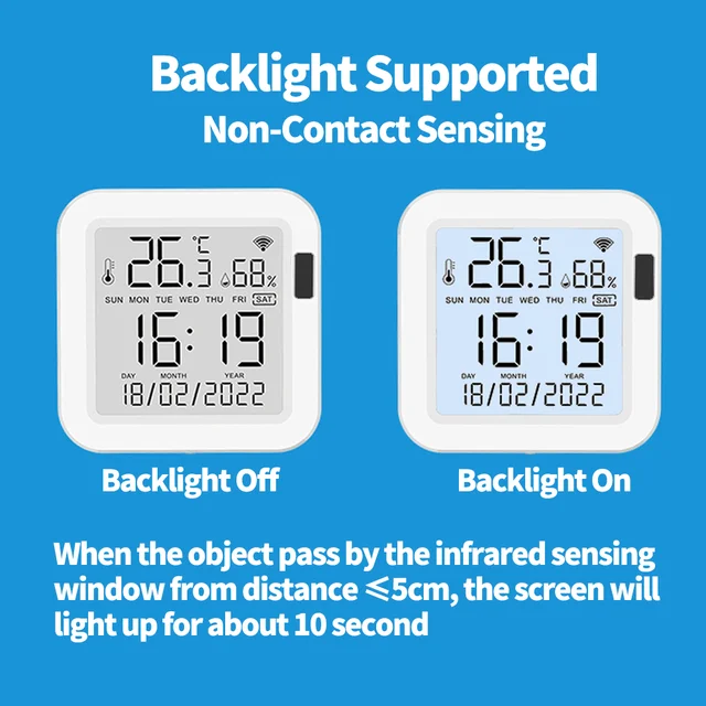 Tuya Temperature and Humidity Smart Sensor With Backlight for Smart Home var WiFi SmartLife Work with Alexa Google Assistant 3