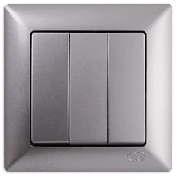 

PnpnElectrıc Gns Visage Ambiance Metallic Silver Triple Switch 10A AC 220V 3 Gang Switch