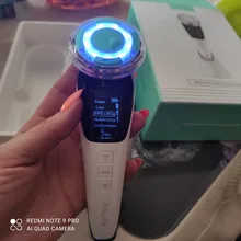 Masajeador Facial EMS con luz LED, terapia de vibración Sónica, eliminación de arrugas, estiramiento de la piel, tratamiento frío caliente, dispositivo de belleza para el cuidado de la piel