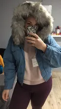 Short Coat Denim Jacket Elexs Korean Big-Fur-Collar Velvet Female Thick Student Winter