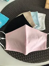 Mascarilla de lino y algodón lavable y reutilizable Unisex, máscara protectora negra, 5 unidades