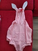 Mono de Pascua para recién nacido de 0 a 24 meses, mono de manga larga de Color sólido, oreja de conejo con capucha, mono de cola, novedad de 2020