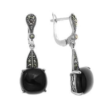 

Earrings made of silver with marcasite and Onyx