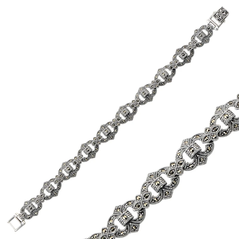 Серебряный 925 пробы Браслет из марказита