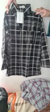 Plaid Shirt Blouse Oversize Top Women Blusas Long-Sleeve Girls Plus-Size Femme Female