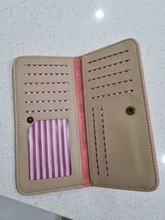 Bolso largo de PU para mujer, tarjetero de cuero, monedero con letras, billetera informal