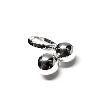 

Silver Ring 925 Sterling m open smooth two balls equal [AC0236]