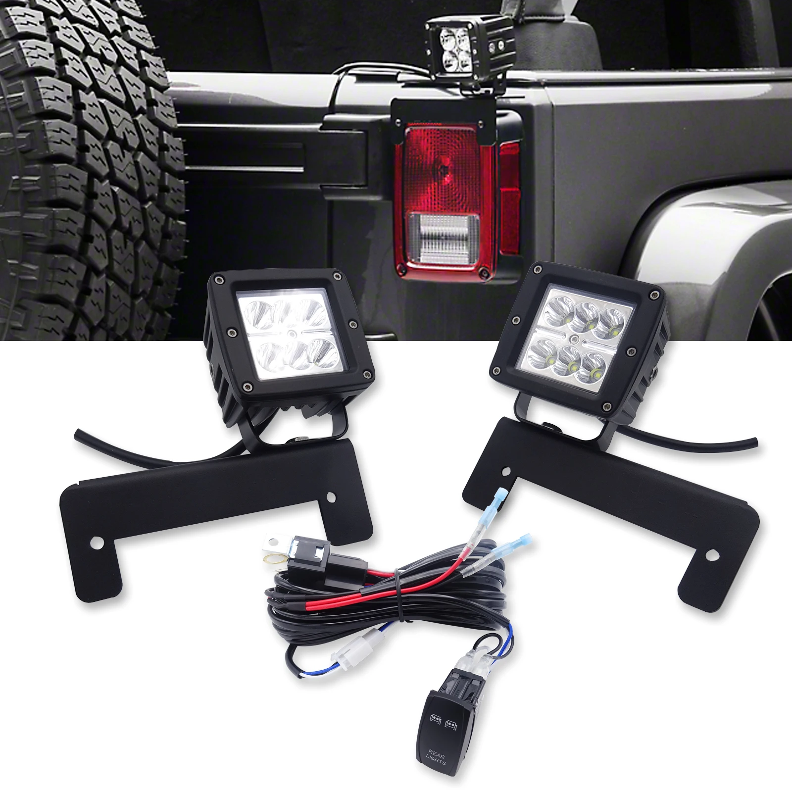 For Jeep Wrangler JK Rear Brake 2007-2018 3" 24W LED Tail Light Pod Backup Bracket Kits | Автомобили и мотоциклы