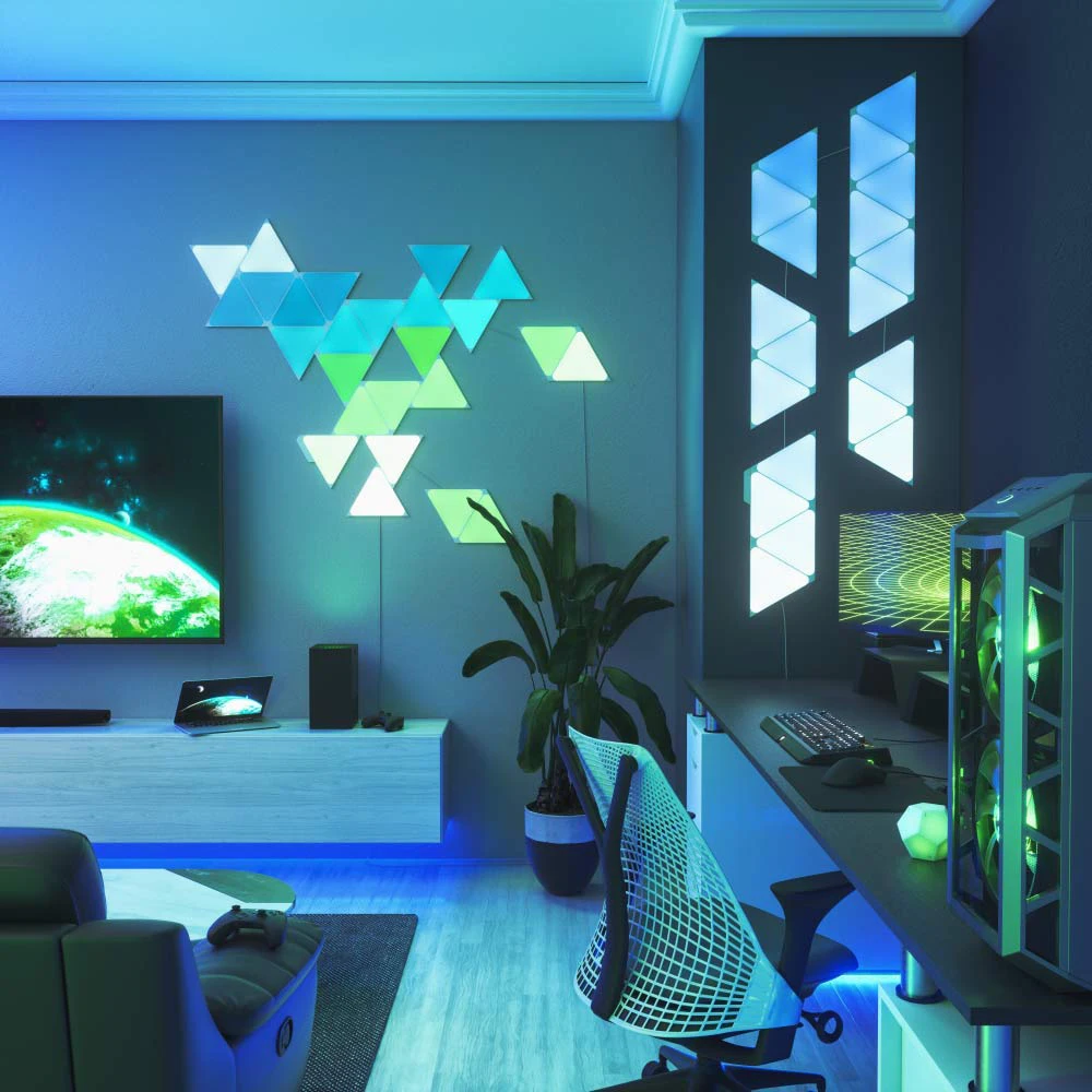 Painéis de Luz Trabalho com Alexa Casa para o Quarto Triângulo Inteligente Parede Rhythm Edition 9 Pacote Google Jogo Decoração Festa Rgb Led 11 Computers & Electronics