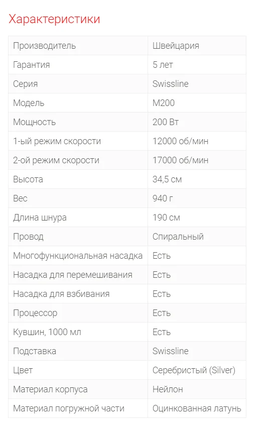 Швейцарский блендер Bamix M 200 SwissLine Серебристый с насадками