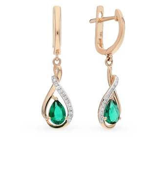

Gold earrings with emeralds and diamonds sunlight sample 585