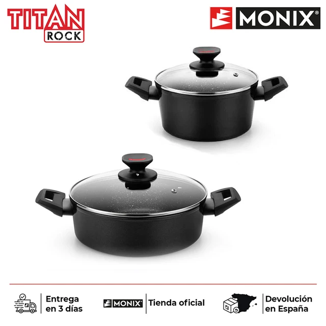 Monix – Titan Rock antiadhésif en aluminium, noir avec capuchon à