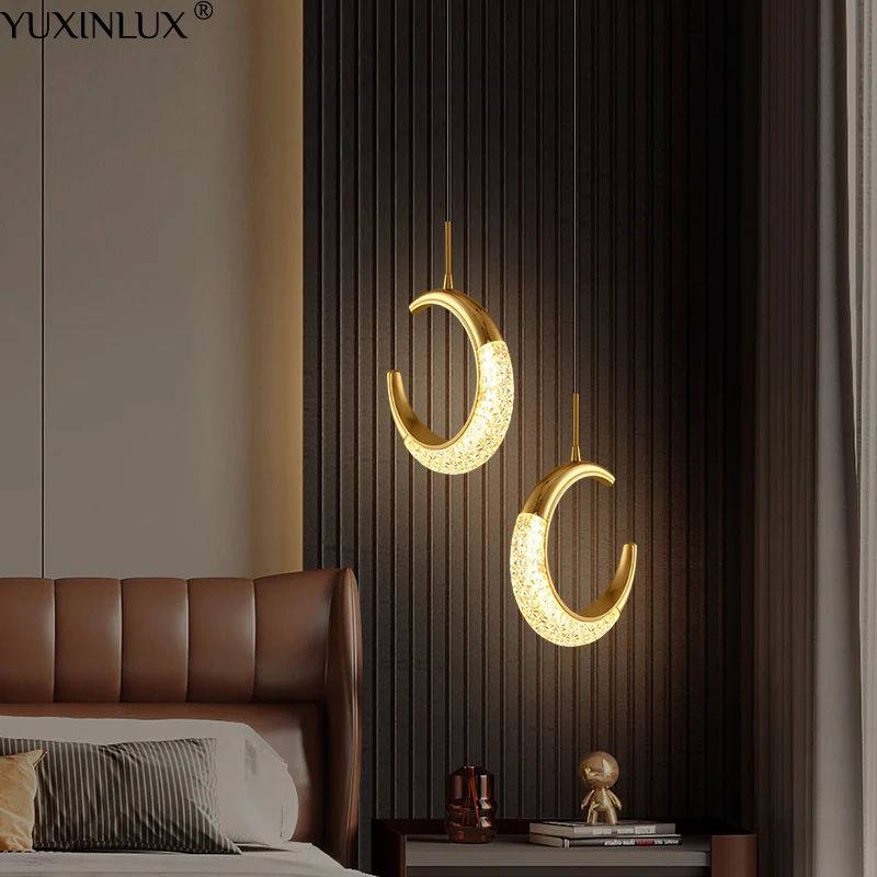 

Nordic Crystal Led Pendant Light Gold Hanging Lamp For Bedroom Bedside Living Dining Room Restaurant Home Daily Decoration AC110