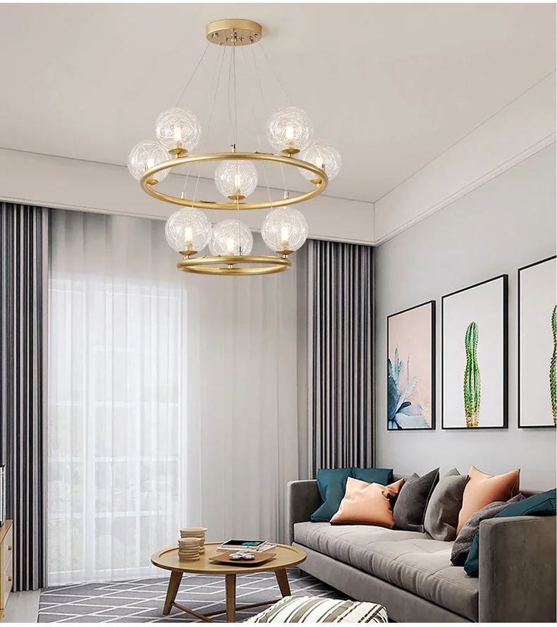 round chandelier Nordic Pendant Light For Living Room Hall Luxury Interior Decor Bedroom Kitchen Dining Table Led Chandelier Gold Hanging Lamp wood chandelier