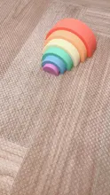 1Set bebé Arco Iris colores de silicona apilar juguetes Montessori creativo juguetes libres de bisfenol A de silicona de grado de alimentos de la educación temprana y regalos de los niños