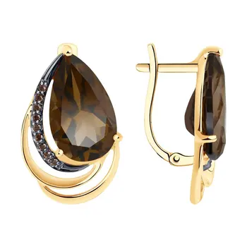 

Sokolov drop earrings with stones in gold and cubic zirconia, fashion jewelry, 585, women's male, long earrings