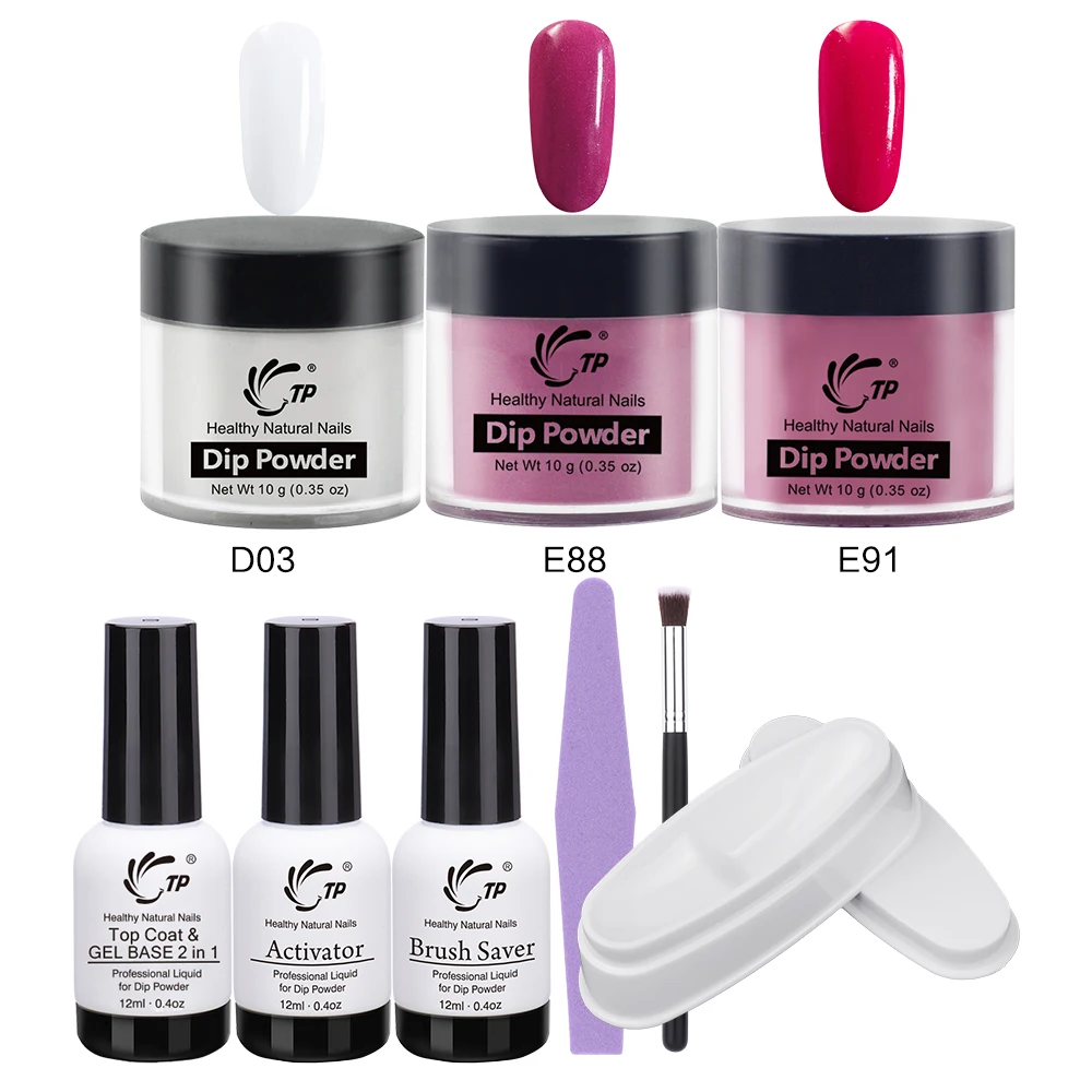 

10g Nail Dipping Powder Set French Sugar Summer Manicure dip tray Dry Without Lamp Cure Natural brush Tools Top Base 2 in 1