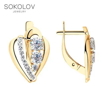 

Drop Earrings with stones SOKOLOV gold with cubic zirconia fashion jewelry 585 women's male, long earrings