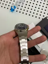 CADISEN 42MM relojes hombres mecánico automático NH35A reloj azul hombres 100M impermeable de la marca de lujo de negocios casuales reloj de pulsera