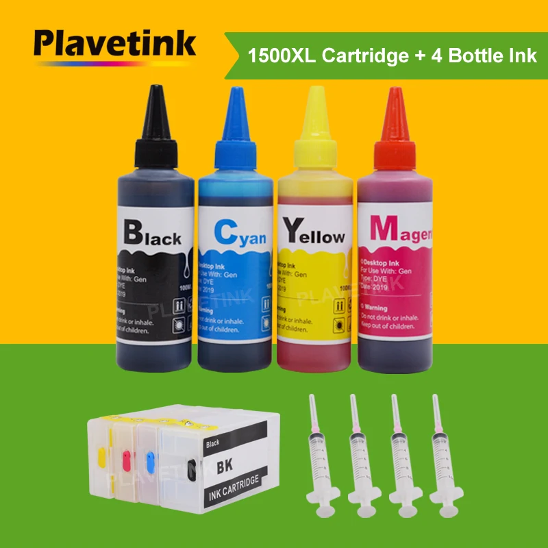 Plavetink 4 цвета многоразового набора чернил+ PGI1500 XL совместимый чернильный картридж для Canon PGI-1500 MAXIFY MB2050 MB2150 MB2350 MB2750