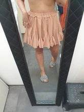 Surmiitro-Falda corta de gasa blanca y negra para mujer, Falda corta Coreana de cintura alta, plisada, Mini, estética, para verano, 2021