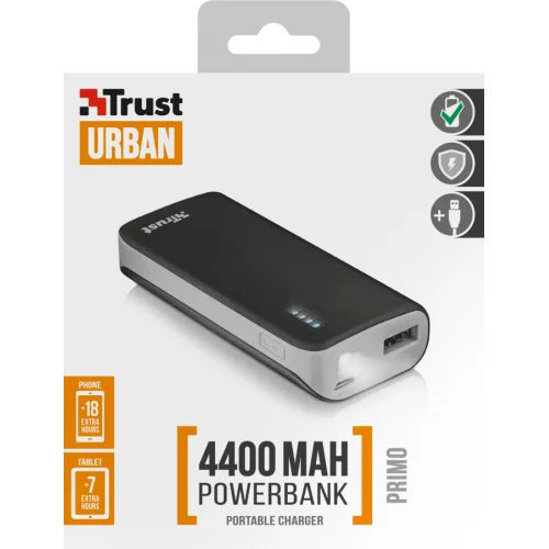 Внешний аккумулятор Powerbank 21224 Trust PRIMO 4400mAh чёрный