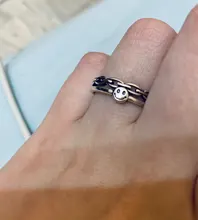 Color plateado antiguo Multi cadenas de cara sonriente y feliz anillo para las mujeres lindo Simple geométrico Smiley caras ajustable anillos A835