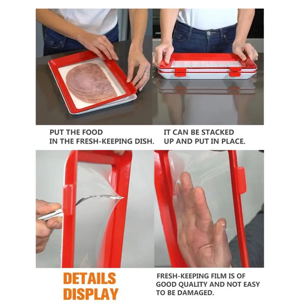  6pcs Clever Tray Creative Kitchen Items Food Container Set Food Fresh Storage Microwave Cover Food  - 4000149033158