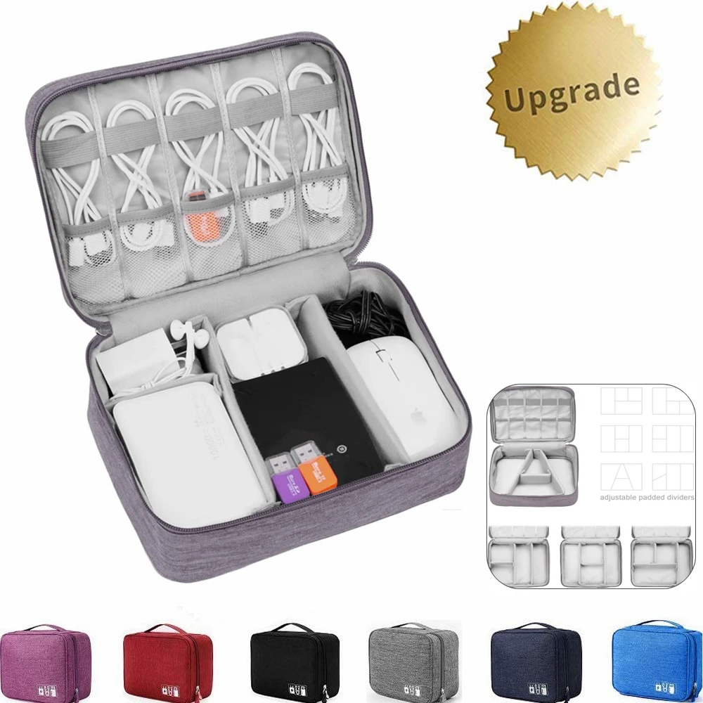 Portable Digital Storage Bags Organizer USB Gadgets Cables Wires Charger Power Battery Zipper