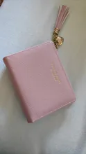 Cartera corta de piel sintética con borla y cremallera para mujer, monedero pequeño, monedero, tarjetero rosa