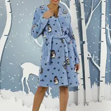 Черный жемчуг женский синий с капюшоном мягкий Халат