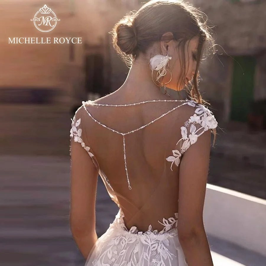 

Michelle Royce 2 In 1 Wedding Dresses 2024 Sweetheart Off the Shoulder Backless Appliques Detachable Train Vestido De Noiva