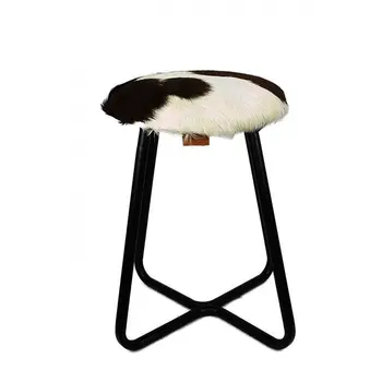 

Stool coated with goat skin and metal legs 30x30x45 cm