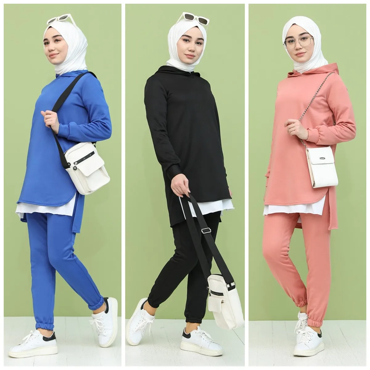 Two Pieces  Casual Cotton Woman Female  Tracksuit Sets Hoodie  Muslim Fashion Sportswear Long Sleeves Top Jogging Suits Outfit