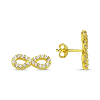 

Angemiel 925 Silver Zircon Cubic Zirconia Infinity Earrings-Gold Plated