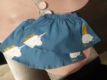 Poco Maven bebé verano. Ropa bebé niña ropa Color tejano de algodón unicornio Mini Color tejano Lolita la escuela faldas lindas para niños de 2-7 años