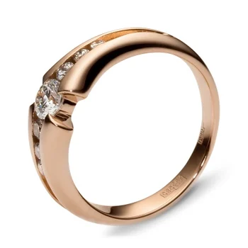 

Esthete ring with 7 diamonds in red gold