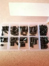 Unids/set M2 M2.5 M3 M4 hexagonal, separador de nailon de cabeza plana, negro/blanco, tornillos espaciadores de plástico, tuercas, 200