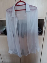 S-5XL de talla grande para mujer, blusa Sexy estilo Boyfriend, camisa con botones blancos, camisón transparente, blusas de chifón para verano y primavera