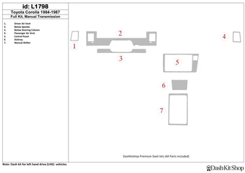 

Interior lining for Toyota Corolla 1984-1987. Set L1798.