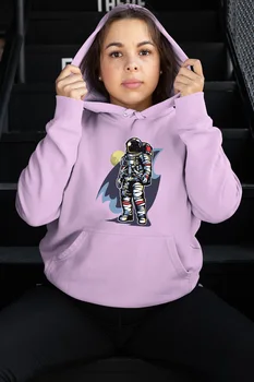 

Angemiel Wear Vicinity Astronot Pink Women 'S Hooded Sweatshirt