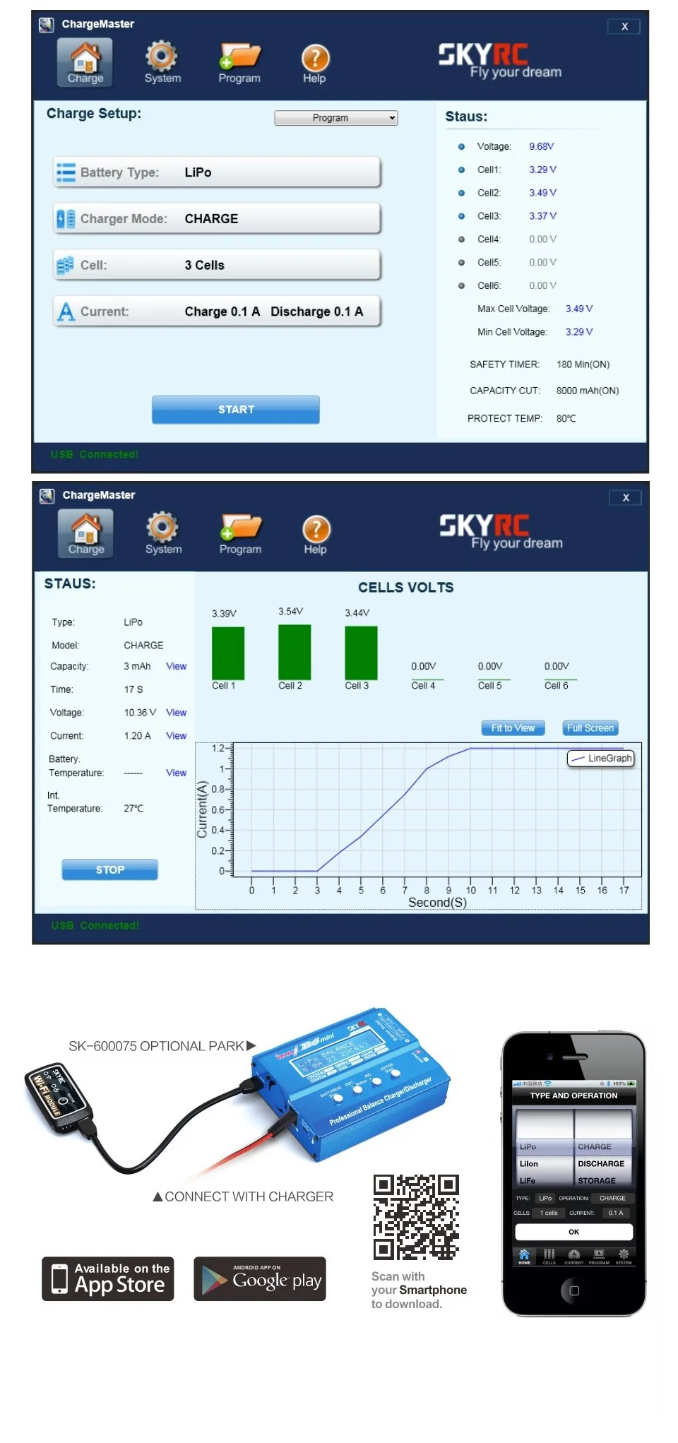 Skyrc ≤max B6 Mini 60 W/6A профессиональное зарядное устройство LiPo+(адаптер питания